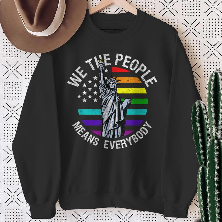 We The People Means Everyone Vintage Lgbt Gay Pride Flag Sweatshirt Gifts for Old Women