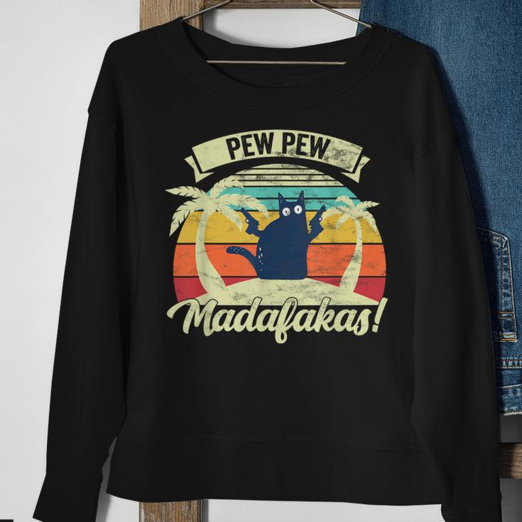 Pew Pew Madafakas Vintage Cat Fun Sweatshirt Geschenke für alte Frauen