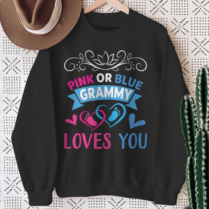 Pink Or Blue Grammy Loves You Gender Reveal Party Shower Sweatshirt Gifts for Old Women