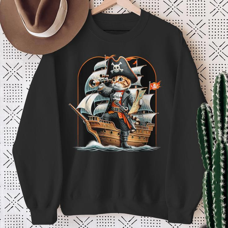 Pirate Cat Adventure Sweatshirt Gifts for Old Women