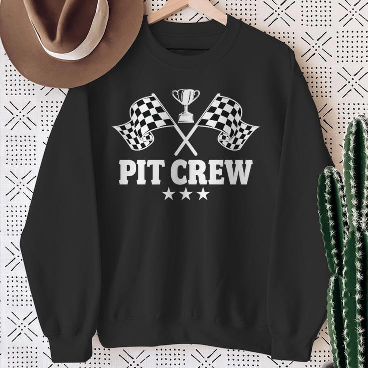 Pit Crew Race Car Family Birthday Party Racing Women Sweatshirt Gifts for Old Women