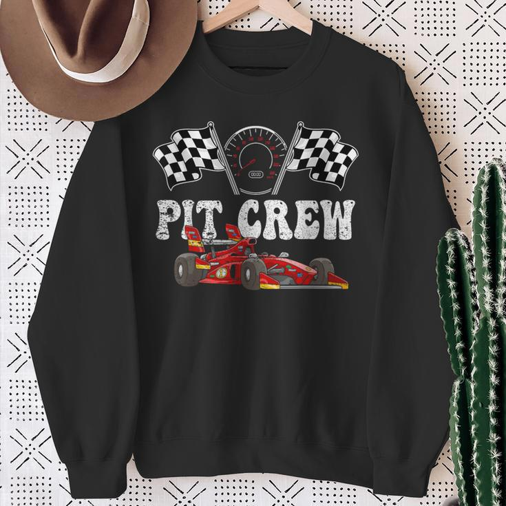 Pit Crew Race Car Hosting Parties Racing Family Themed Sweatshirt Gifts for Old Women