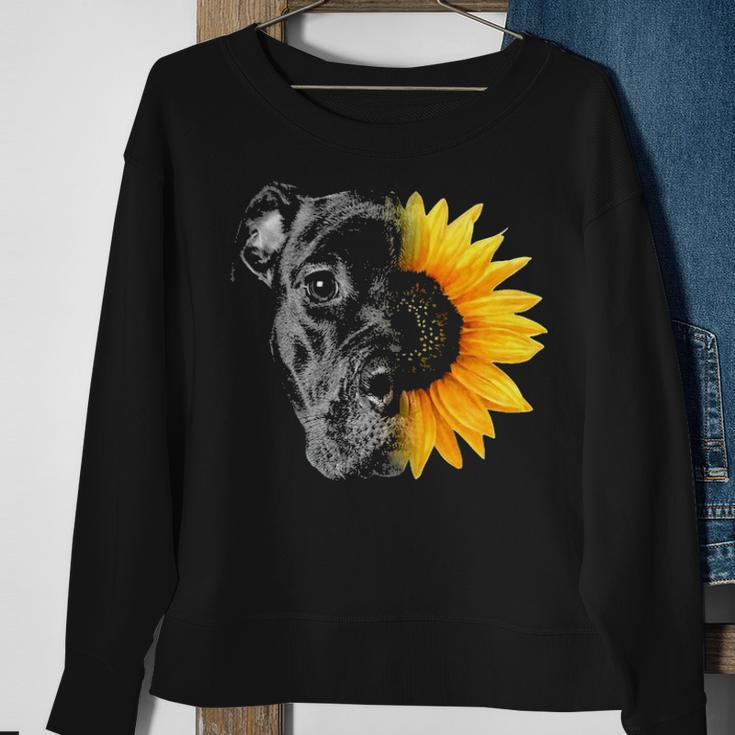 My Pitbull Is A Sunflower She's A Sunshine Hippie Sunflower Sweatshirt Gifts for Old Women