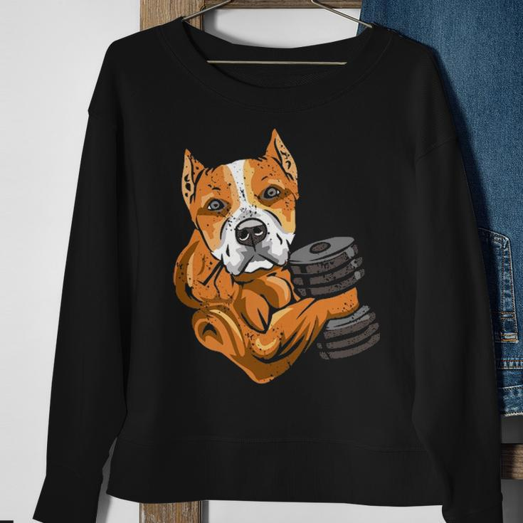 Pitbull Weightlifting Dog Mom Dad Weightlifting Sweatshirt Gifts for Old Women