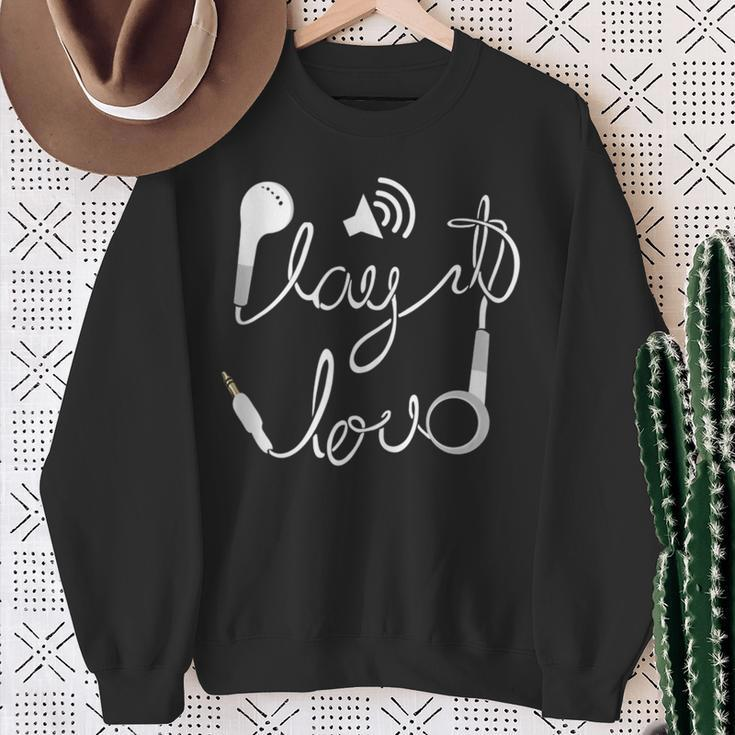 Play It Loud Headphones Novelty Graphic Sweatshirt Gifts for Old Women