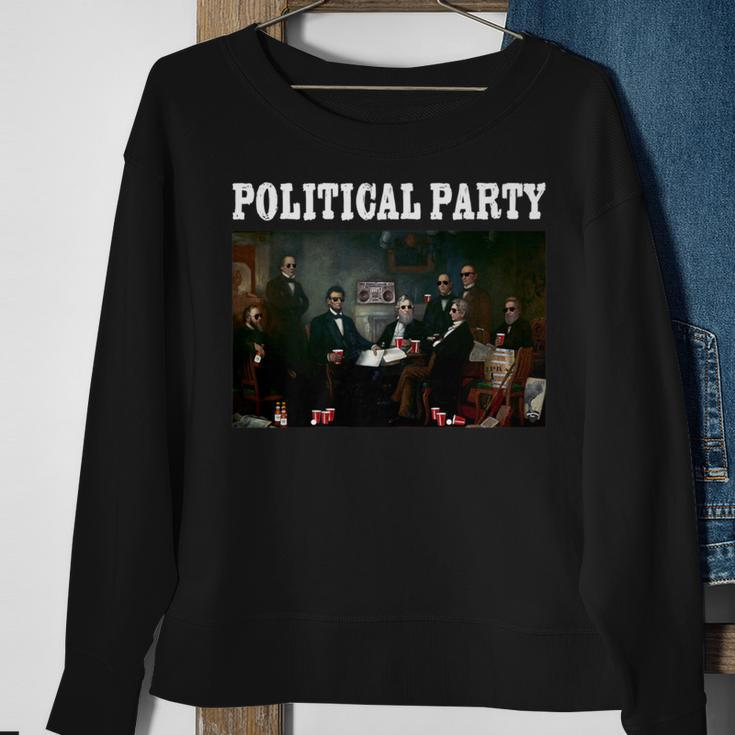 Political Party Abe Lincoln Founding Fathers Beer Drinking Sweatshirt Gifts for Old Women