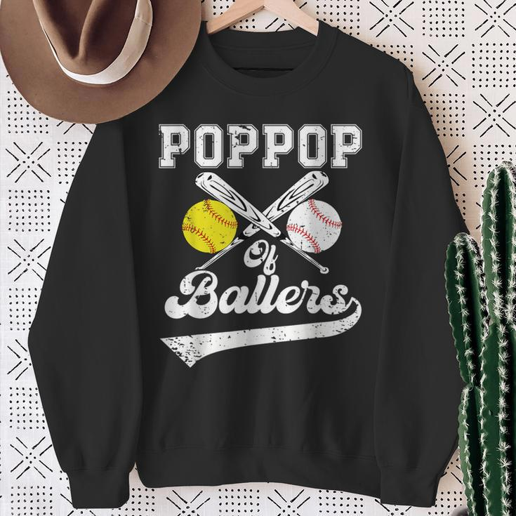 Poppop Of Ballers Softball Baseball Player Father's Day Sweatshirt Gifts for Old Women