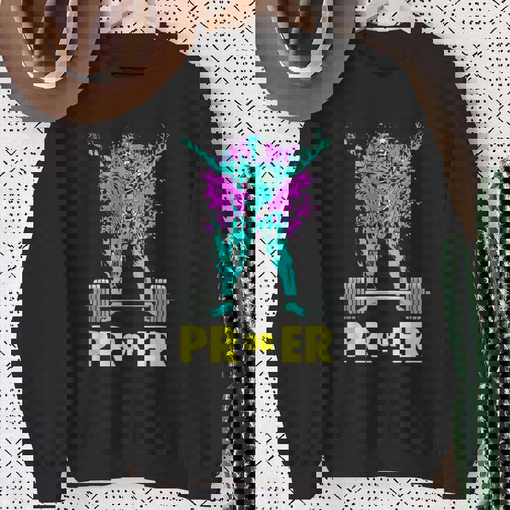 Pr Or Er Weightlifting Bodybuilding Workout Musclebuilding Sweatshirt Gifts for Old Women