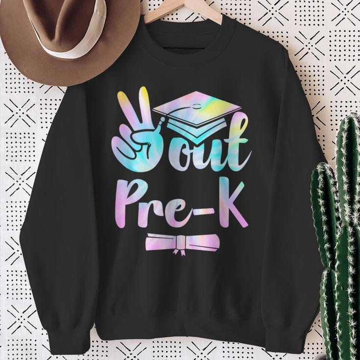 Prek Graduation Peace Out Pre K Tie Dye End Of School Sweatshirt Gifts for Old Women