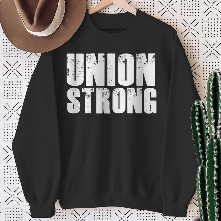 Pro Union Strong Blue Collar Worker Labor Day Dad Sweatshirt Gifts for Old Women