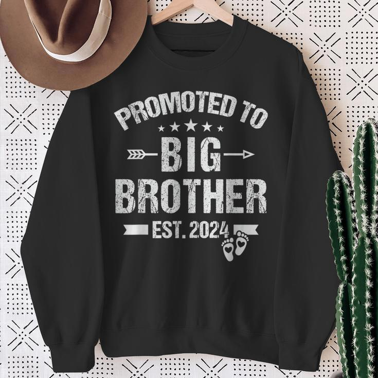 Promoted To Big Brother Est 2024 Bro Est 2024 Sweatshirt Gifts for Old Women