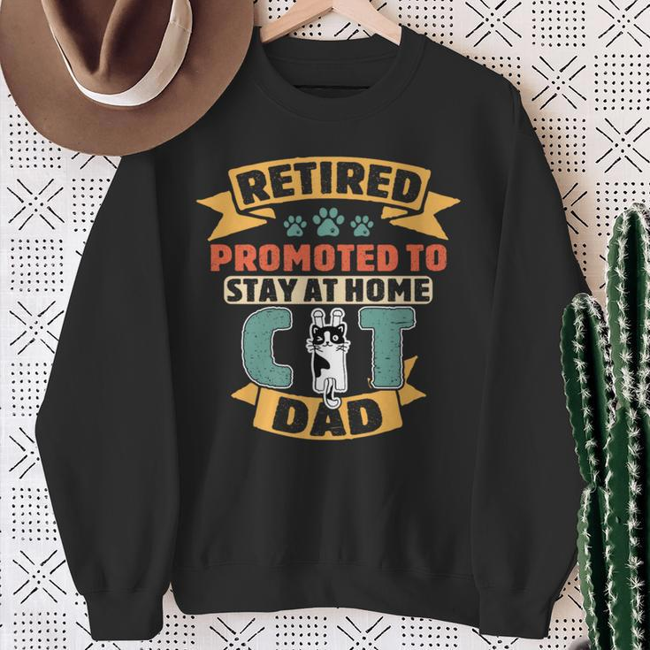 Promoted To Cat Dad Retirement Cats Owner And Lovers Sweatshirt Gifts for Old Women