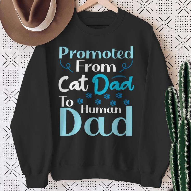 Promoted From Cat Dad To Human Dad Father's Day Sweatshirt Gifts for Old Women