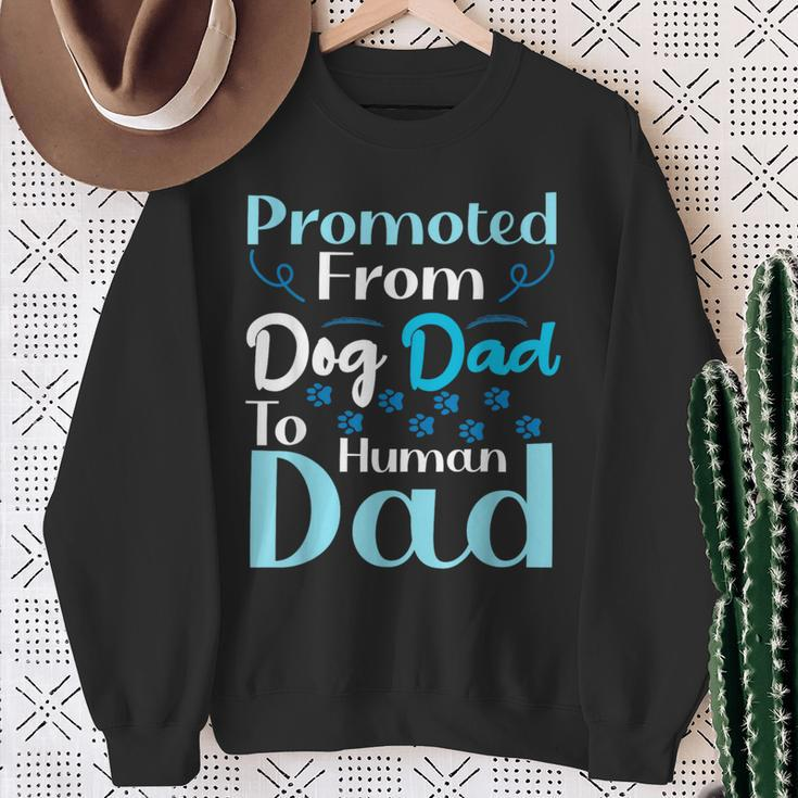 Promoted From Dog Dad To Human Dad Father's Day Sweatshirt Gifts for Old Women