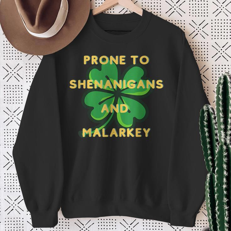 Prone To Shenanigan's Happy St Patrick's Day Fun Irish Sweatshirt Gifts for Old Women