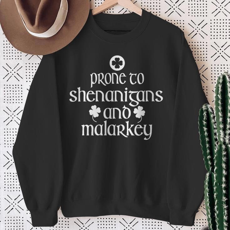 Prone To Shenanigans And Malarkey St Patrick's Day Sweatshirt Gifts for Old Women