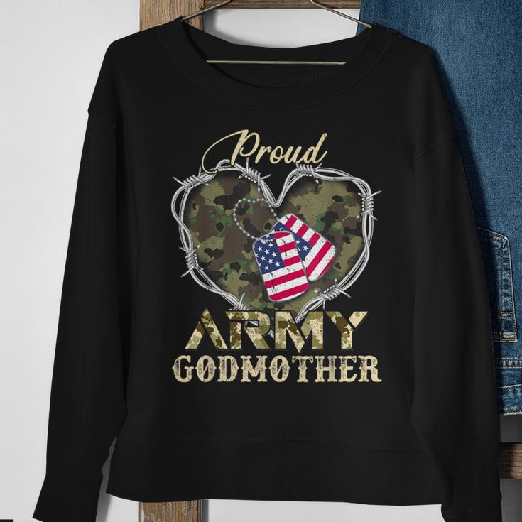 Proud Army Godmother With Heart American Flag For Veteran Sweatshirt Gifts for Old Women