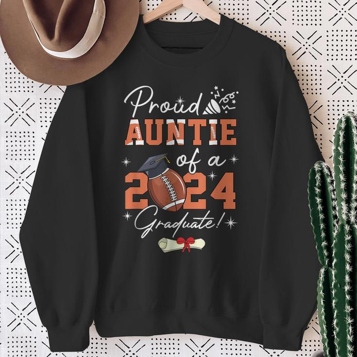 Proud Auntie Of A 2024 Graduate Football Graduation Sweatshirt Gifts for Old Women