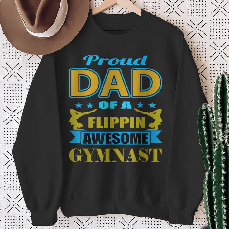 Proud Dad Of A Flippin Awesome Gymnast Gymnastics Dad Sweatshirt Gifts for Old Women