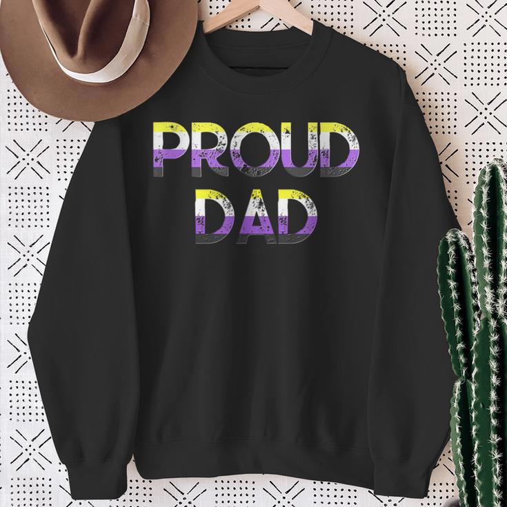 Proud Dad Nonbinary Pride Flag Lgbt Fathers Day Sweatshirt Gifts for Old Women