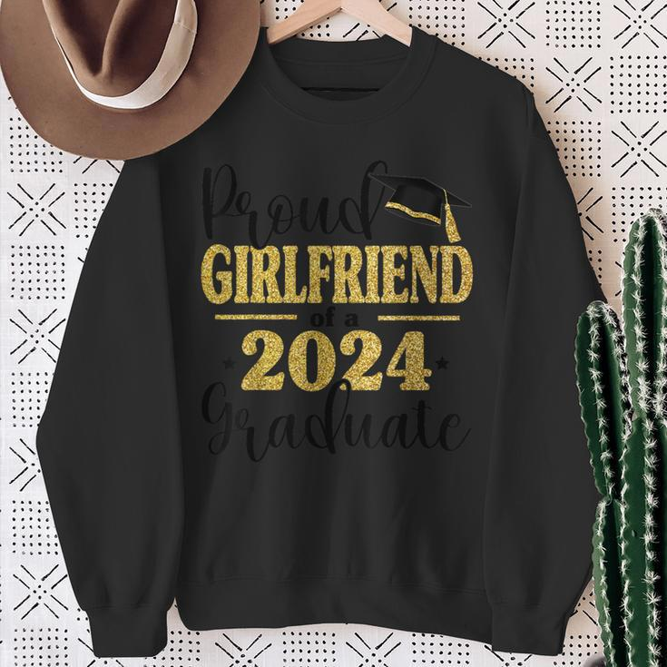 Proud Girlfriend Of A 2024 Graduate Graduation Family Sweatshirt Gifts for Old Women