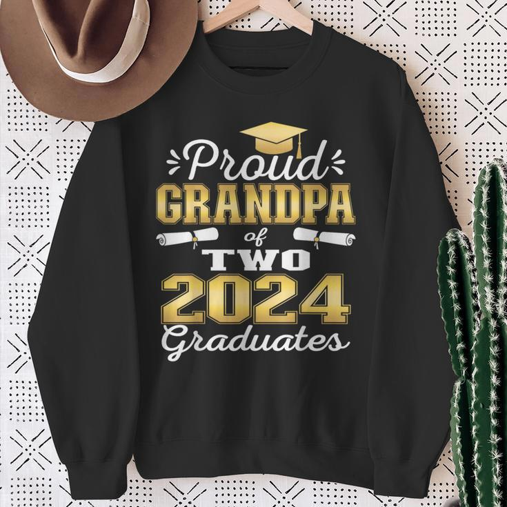 Proud Grandpa Of Two 2024 Graduate Class 2024 Graduation Sweatshirt Gifts for Old Women