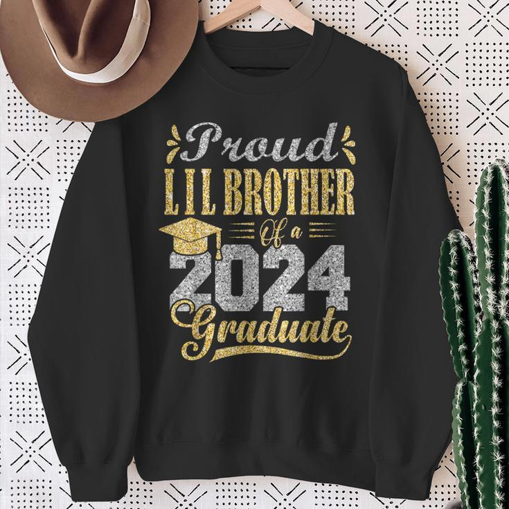 Proud Lil Brother Of A 2024 Graduate Graduation Senior 2024 Sweatshirt Gifts for Old Women