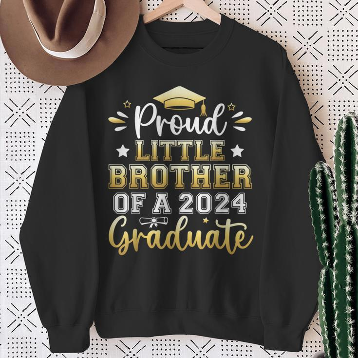 Proud Little Brother Of A 2024 Graduate Senior Graduation Sweatshirt Gifts for Old Women