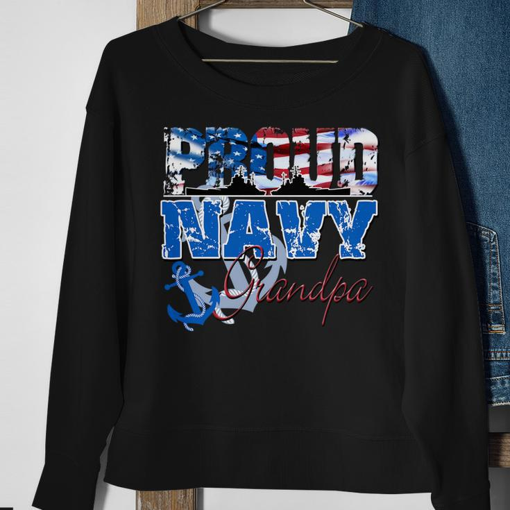 Proud Navy Grandpa Patriotic Sailor Grandparents Day Sweatshirt Gifts for Old Women