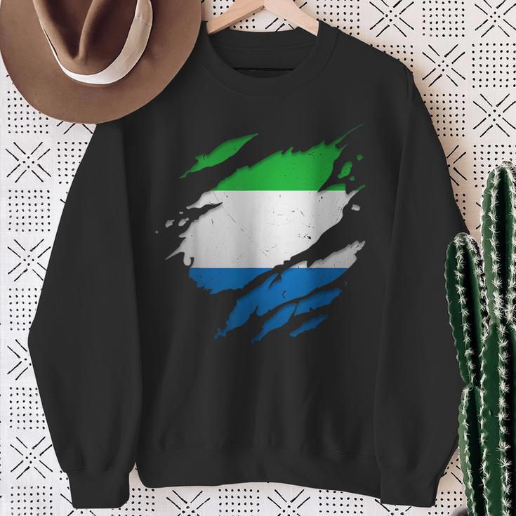 Proud Sierra Leonean Torn Ripped Sierra Leone Flag Sweatshirt Gifts for Old Women