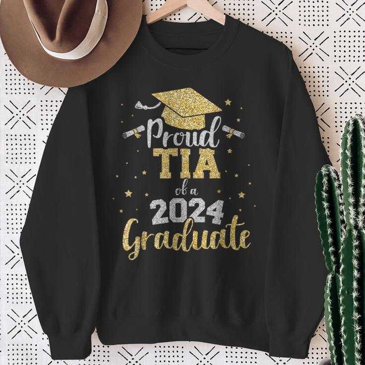 Proud Tia Of A Class Of 2024 Graduate Senior Graduation Sweatshirt Gifts for Old Women