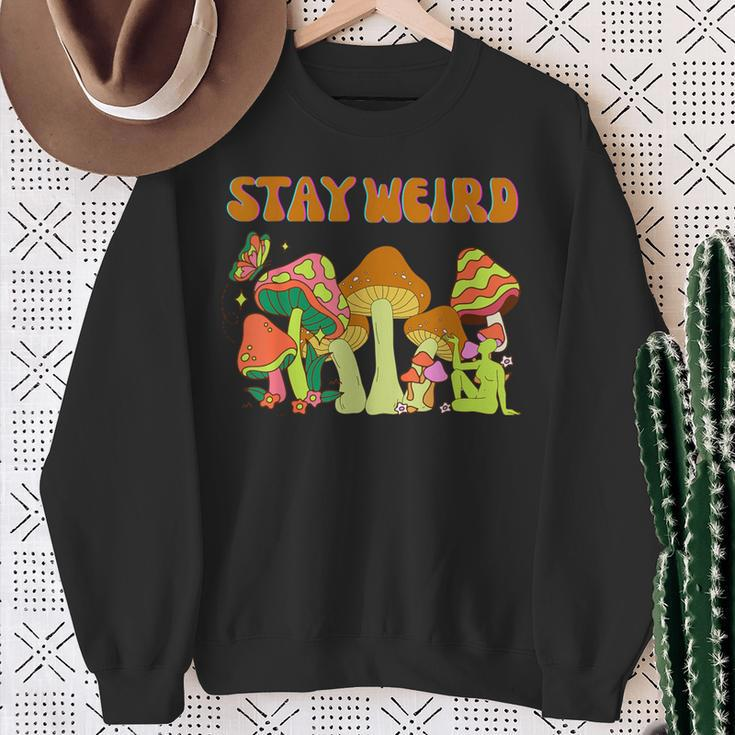 Psychedelic Magic Mushrooms Retro Vintage Stay Weird Sweatshirt Gifts for Old Women