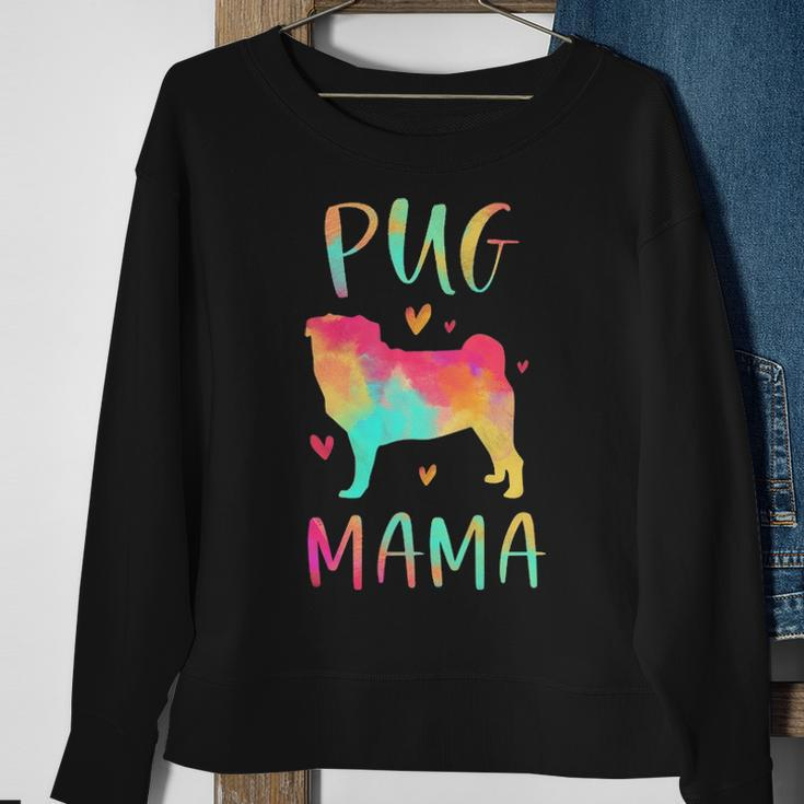 Pug Mama Colorful Pug Dog Mom Sweatshirt Gifts for Old Women
