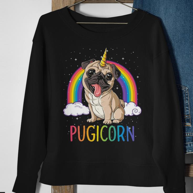 Pugicorn Pug Unicorn Girls Kids Space Galaxy Rainbow Sweatshirt Gifts for Old Women