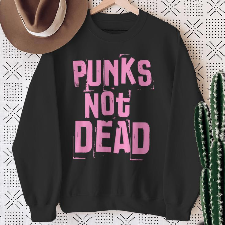 Punks Not Dead Punk Rock Fan Vintage Grunge Sweatshirt Gifts for Old Women