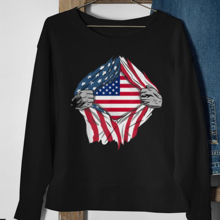 Pure American Blood Inside Me Country Flags Sweatshirt Gifts for Old Women