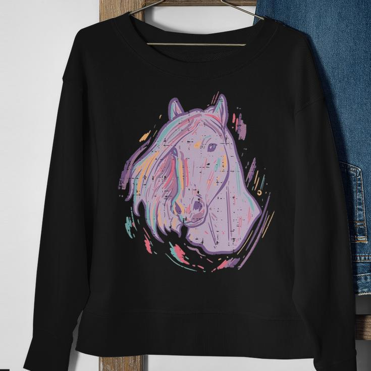 Purple Horse Painting Animal Art Equestrian Sweatshirt Gifts for Old Women