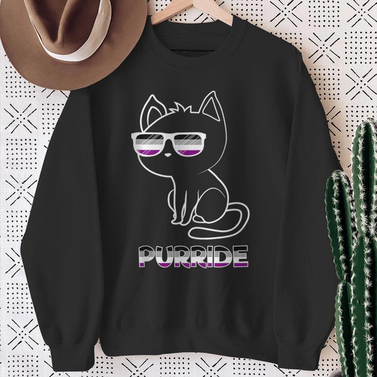 Purride Asexual Flag Sunglasses Gay Pride Cat Lover Sweatshirt Gifts for Old Women