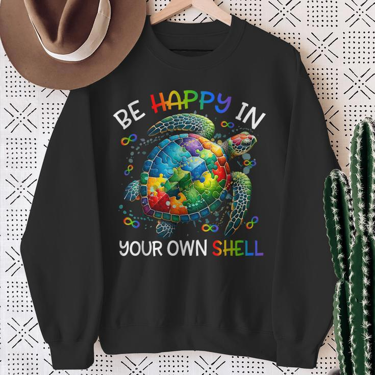 Puzzle Turtle Be Happy In Your Own Shell Autism Awareness Sweatshirt Gifts for Old Women