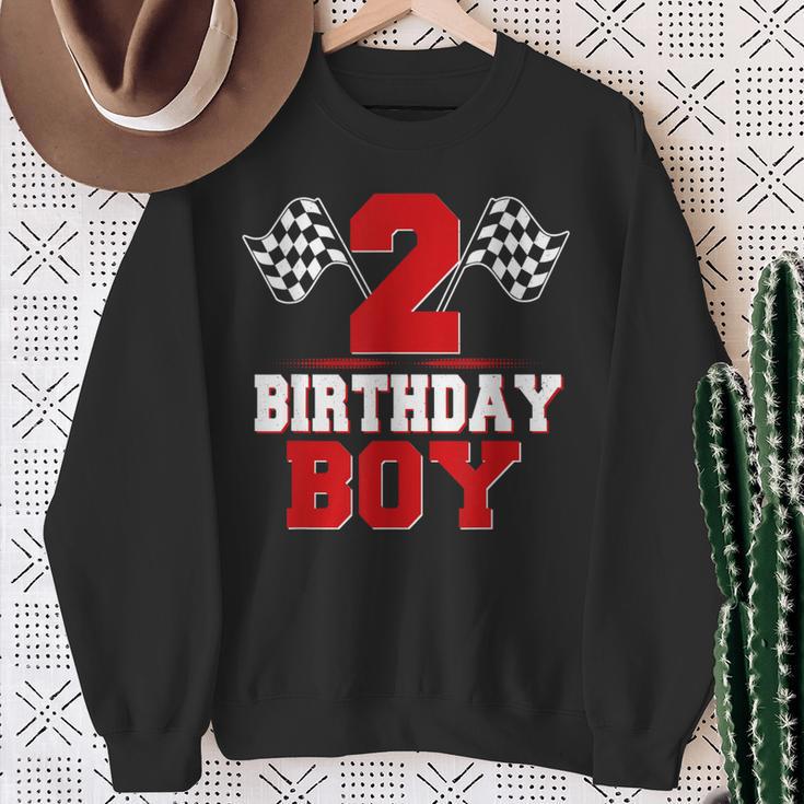 Race Car 2Nd Birthday Boy 2 Toddler Racing Car Driver Sweatshirt Gifts for Old Women