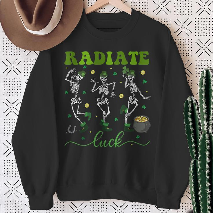 Radiate Luck Skeleton Radiology St Patrick's Day Rad Tech Sweatshirt Gifts for Old Women