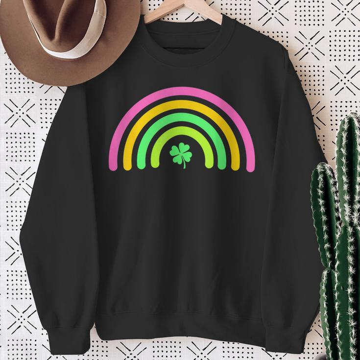 Rainbow Green Four Leaf Clover Proud Irish St Patrick's Day Sweatshirt Gifts for Old Women