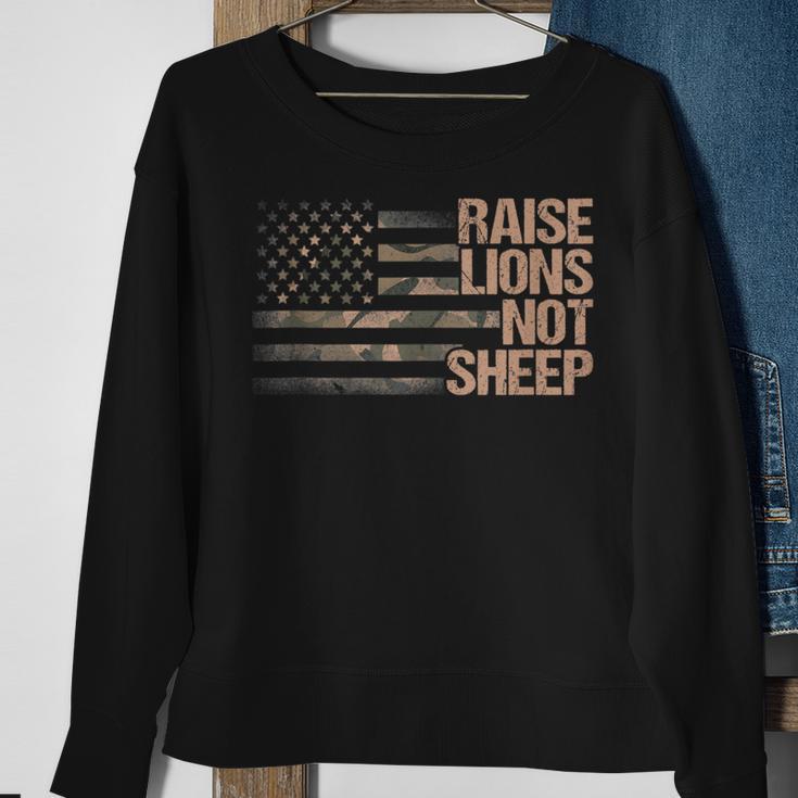 Raise Lions Not Sheep American Flag Patriot Patriotic Lion Sweatshirt Gifts for Old Women