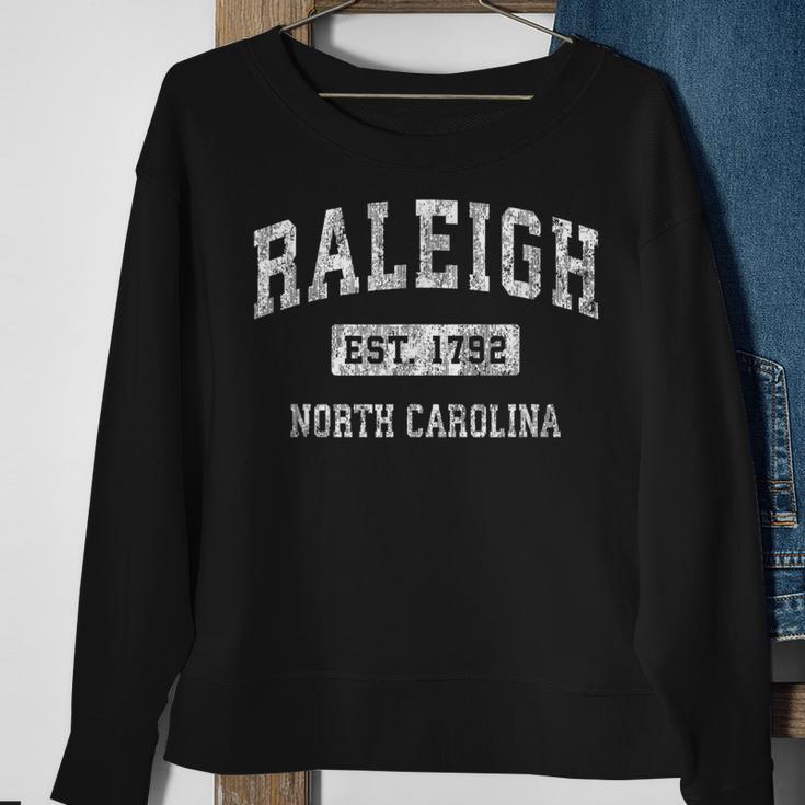 Raleigh North Carolina Nc Vintage Established Sports Sweatshirt Gifts for Old Women