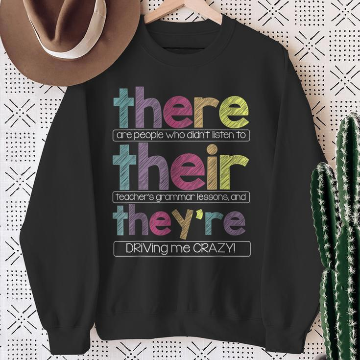 There Their They'reEnglish Grammar Teacher Sweatshirt Gifts for Old Women
