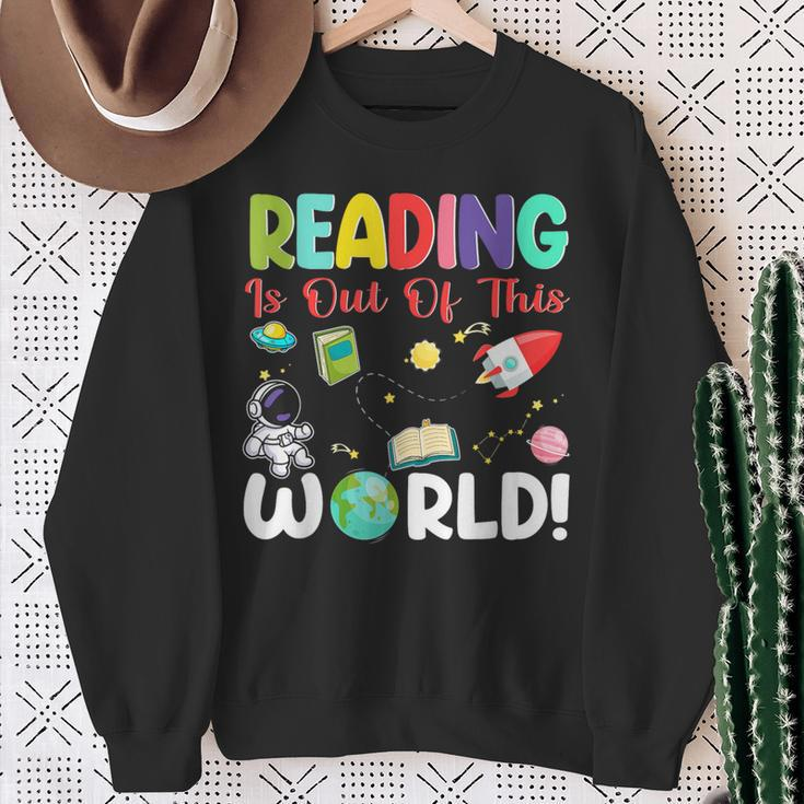 Reading Is Out Of This World Space Book World Book Day 2024 Sweatshirt Gifts for Old Women