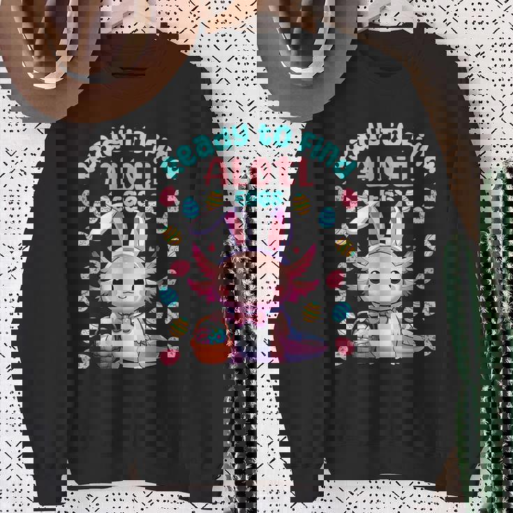 Ready To Find Alotl Eggs Cute Easter Axolotl Kawaii Anime Sweatshirt Gifts for Old Women