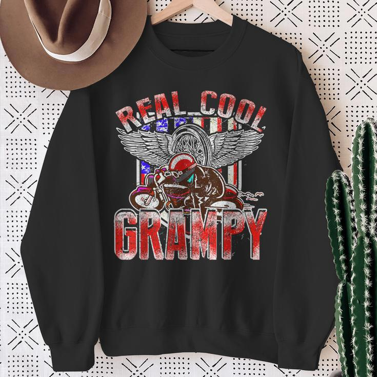 Real Cool Grampy Biker Racing For Fathers Day Sweatshirt Gifts for Old Women