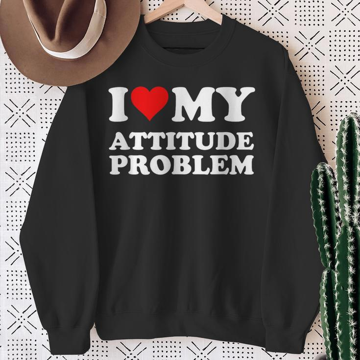 Red Heart I Love My Attitude Problem Sweatshirt Gifts for Old Women