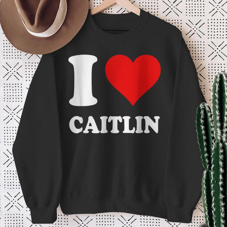 Red Heart I Love Caitlin Sweatshirt Gifts for Old Women
